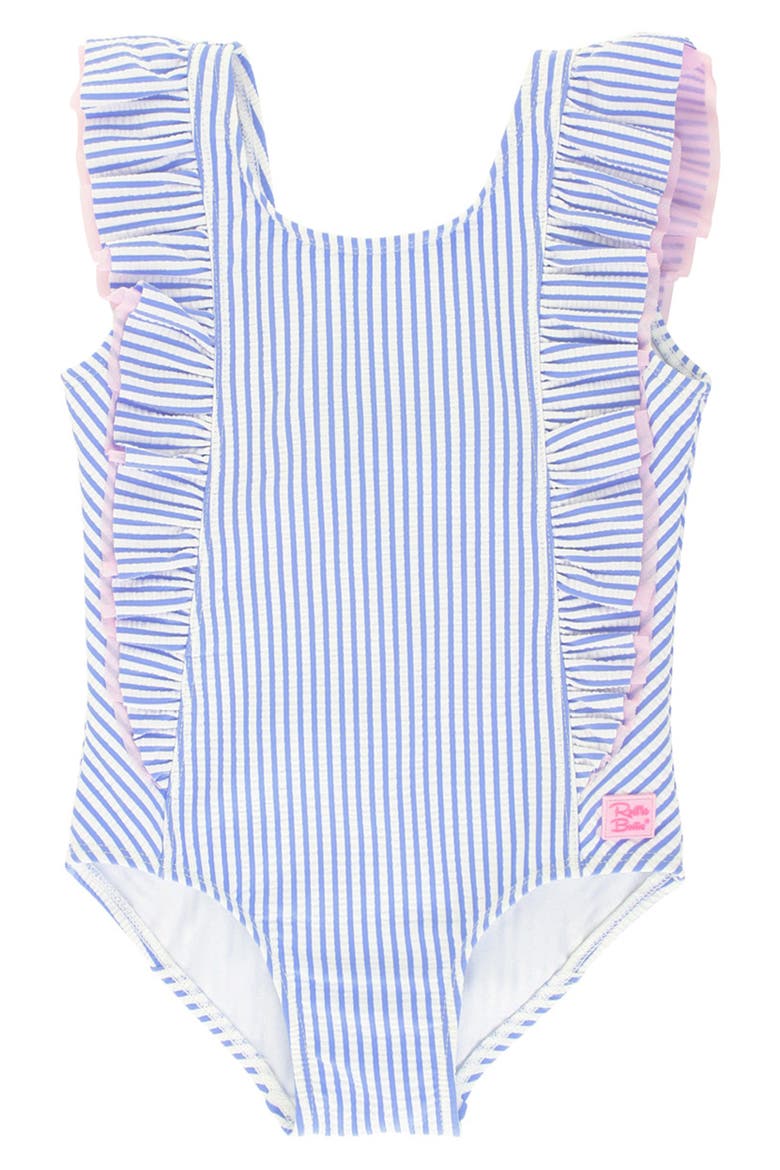 Stripe Seersucker One-Piece Swimsuit, Main, color, BLUE