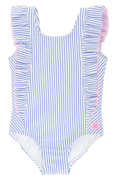 Stripe Seersucker One-Piece Swimsuit