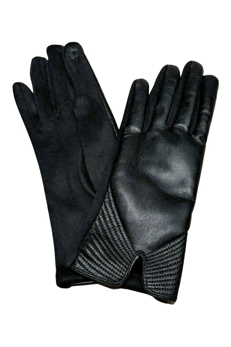 Faux Leather Tech Gloves, Main, color, BLACK