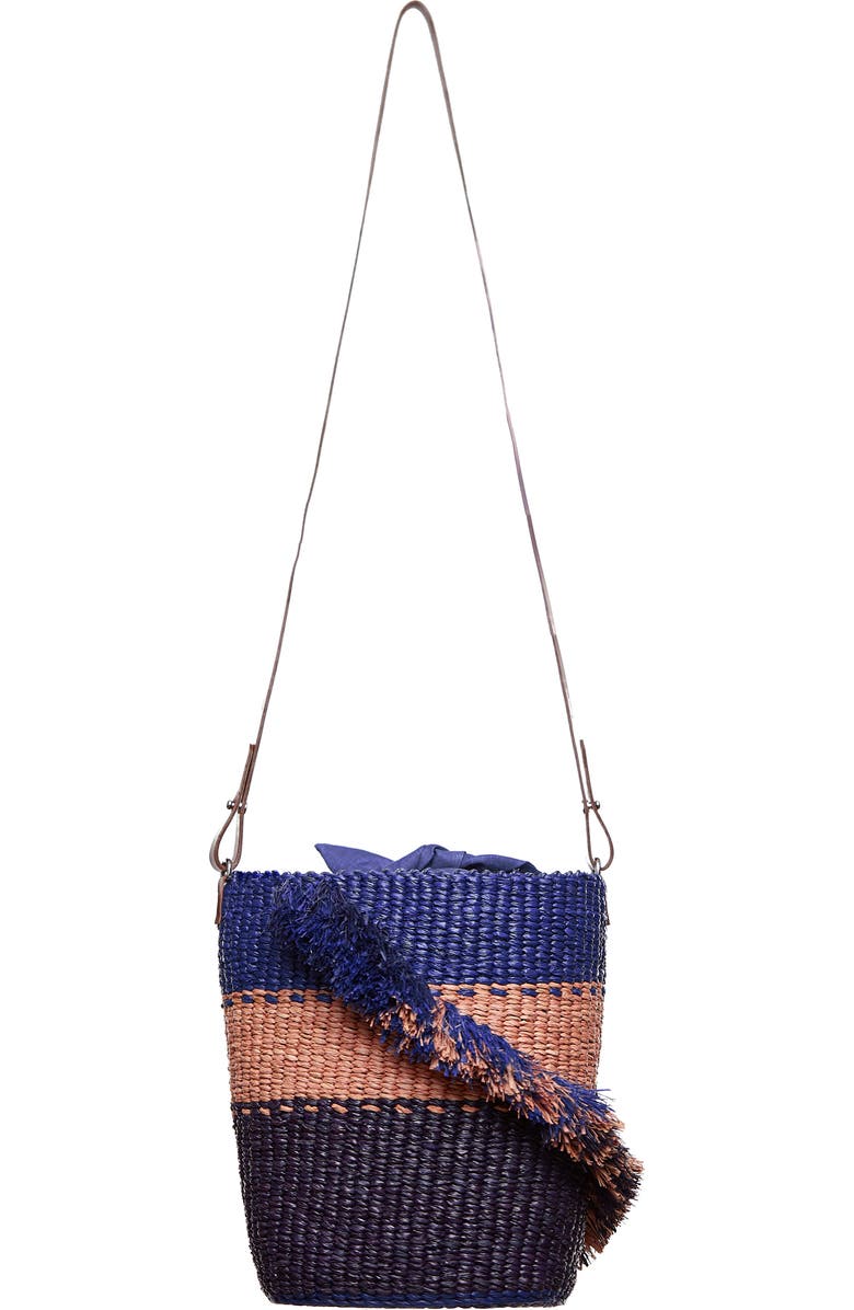 A A K S Lamé Ruffle Raffia Woven Shoulder Bag, Main, color,