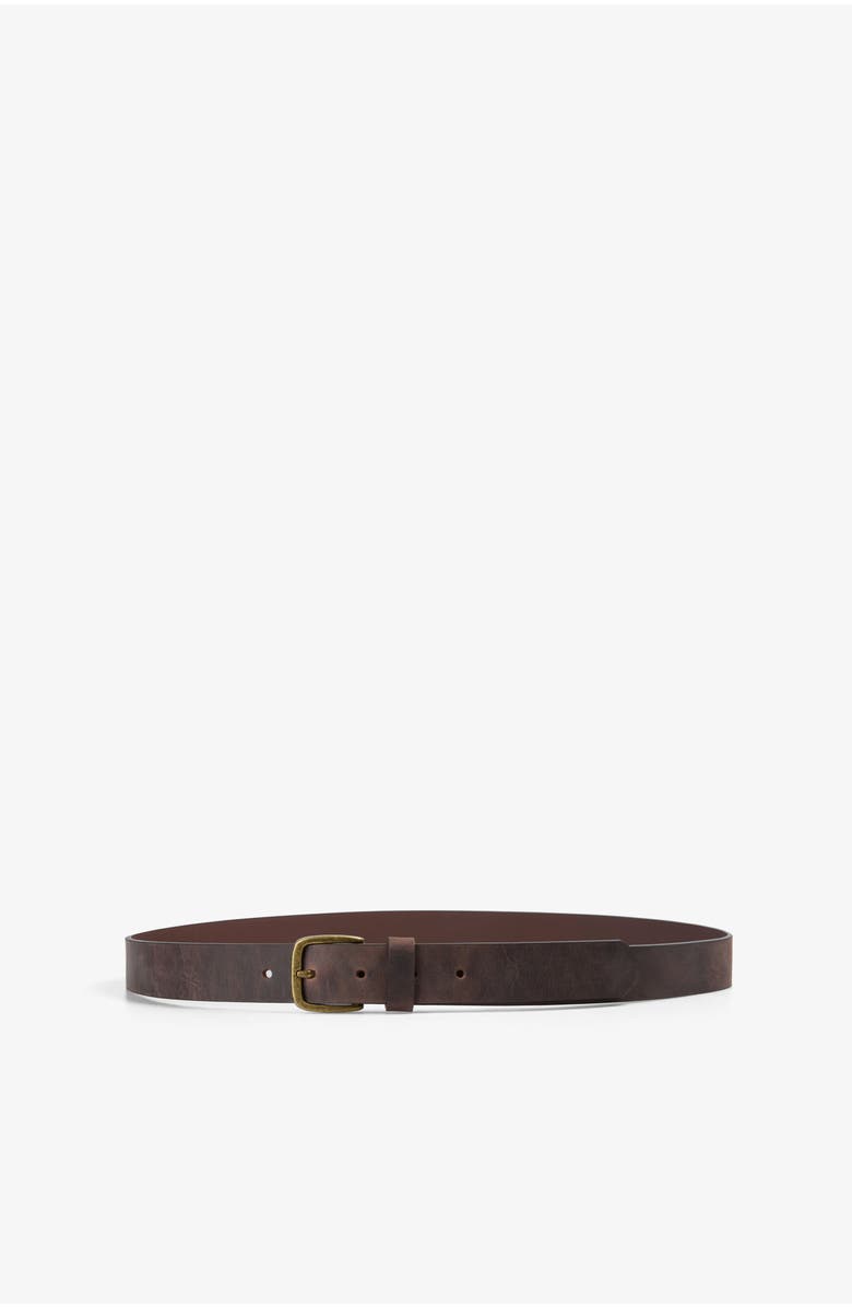 Scalpers Gold Buckle Leather Belt, Alternate, color, Darkbrown