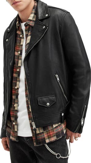AllSaints Milo Asymmetric Zip Leather Biker Jacket Nordstrom