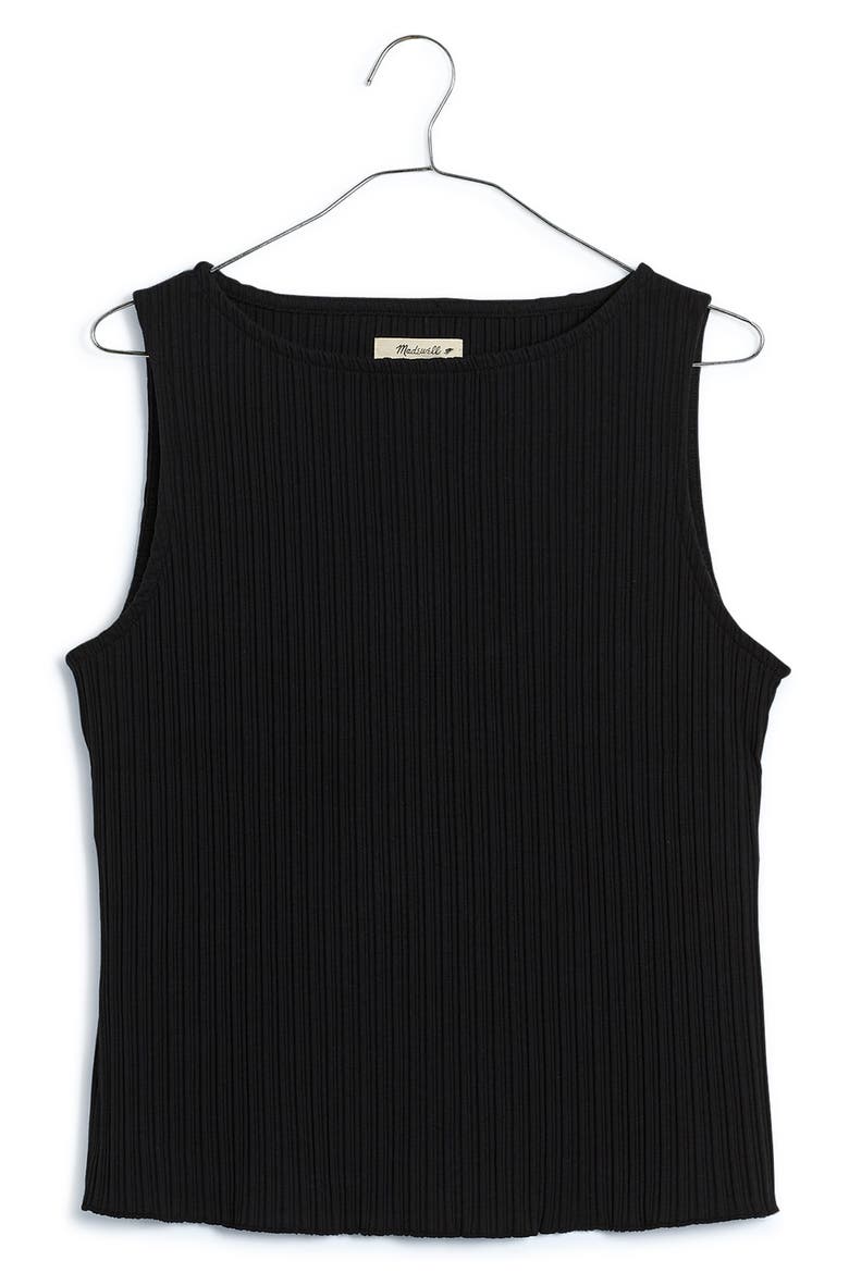 Rib Boat Neck Tank, Alternate, color, TRUE BLACK