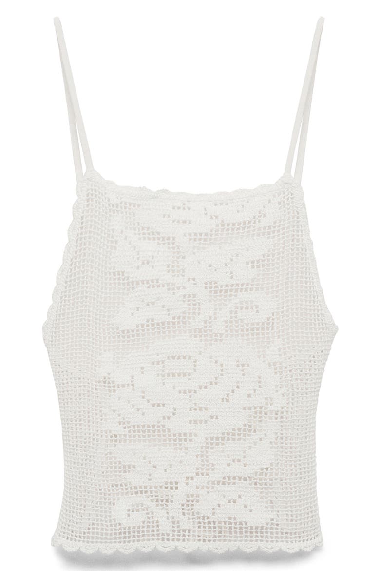 Floral Open Stitch Strappy Back Top, Alternate, color, OFF WHITE