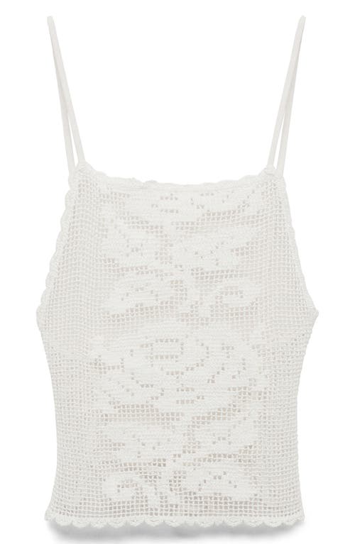 Mango Floral Open Stitch Strappy Back Top In White
