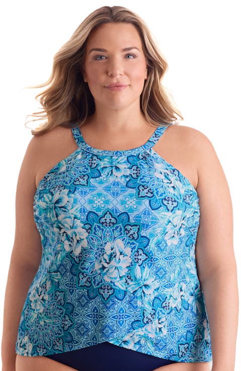 High Neck Tankini Plus Size Swimsuit Top