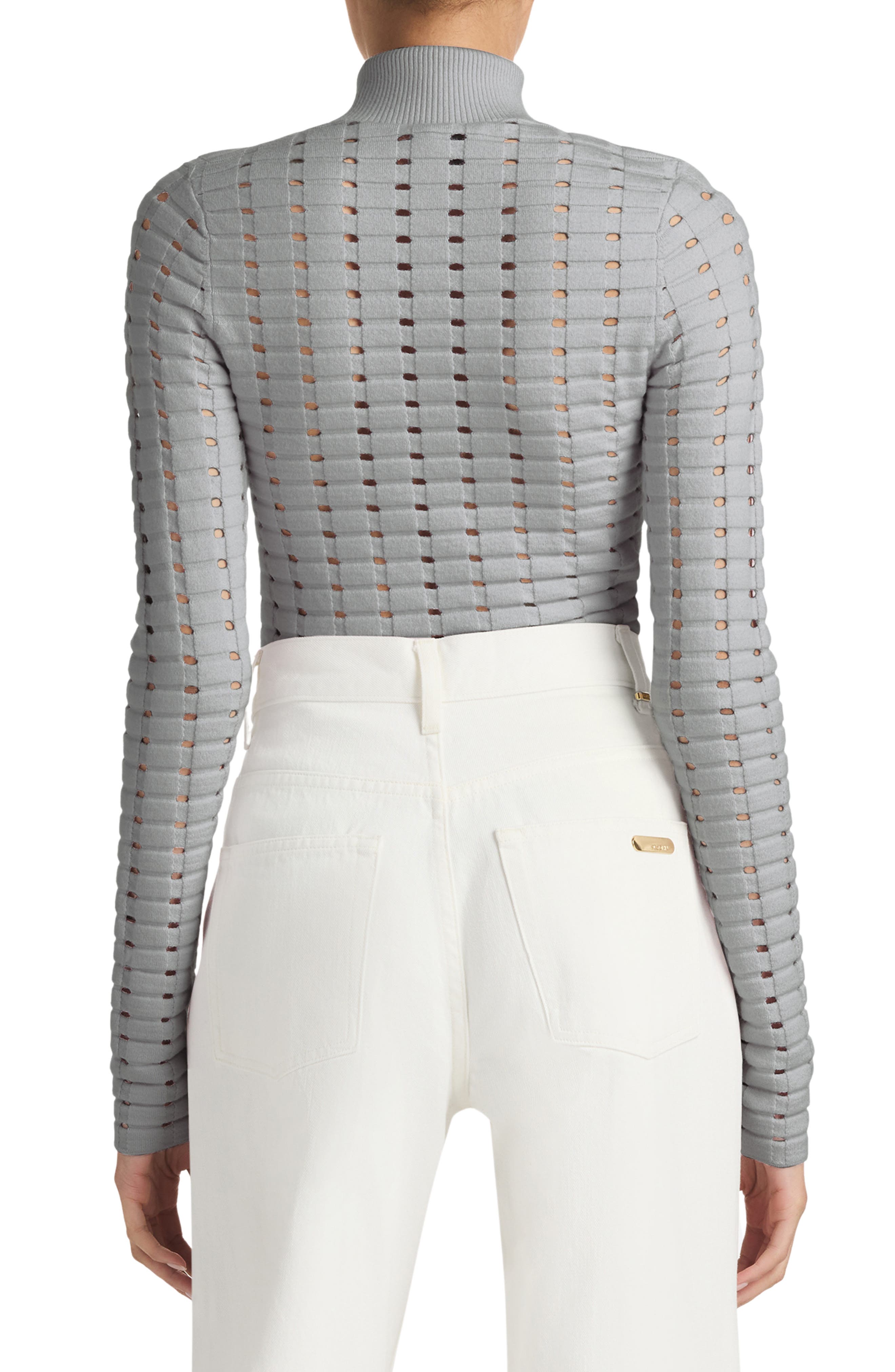 Dimensional Pointelle Stitch Turtleneck Sweater - image 2