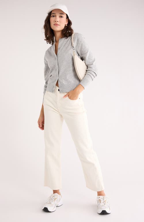 Nordstrom Rack Crewneck Crop Cardigan In Gray
