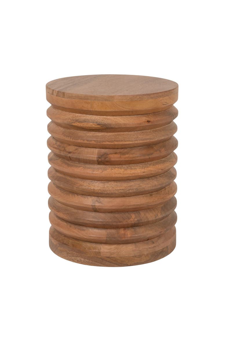 Round Ribbed Side Table, Main, color, Brown