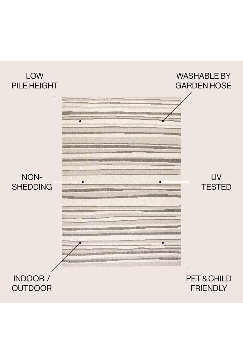 Castara Wavy Stripe Modern Indoor/Outdoor Area Rug, Alternate, color, Cream/Dark Gray