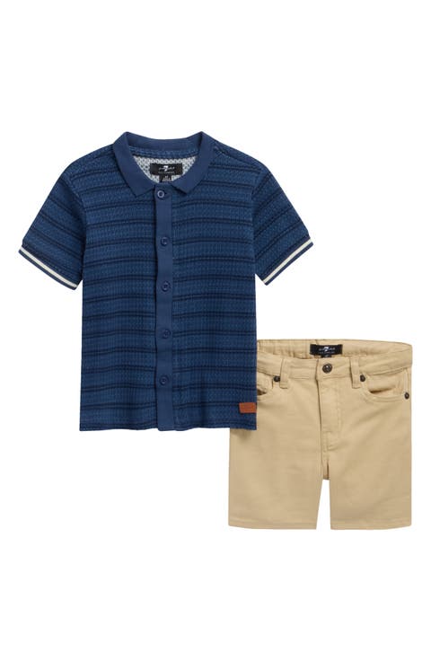 Kids' Coordinated Waffle Polo & Shorts Set (Little Boy)