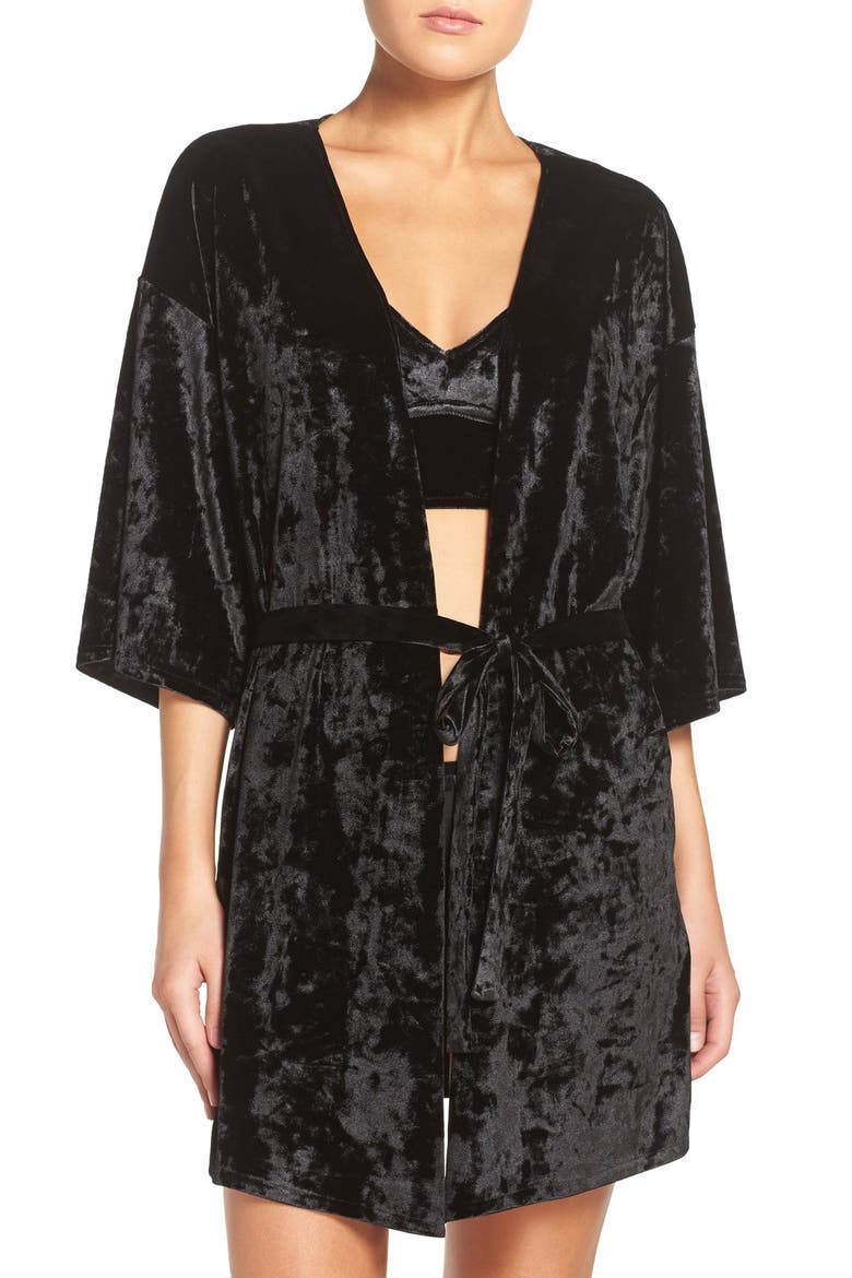 Crushed Velvet Bralette, Alternate, color, BLACK