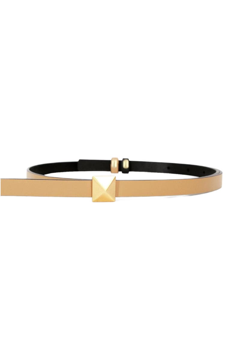 Belle & Bloom Cleopatra Pyramid Stud Leather Belt, Alternate, color, Tan/Black