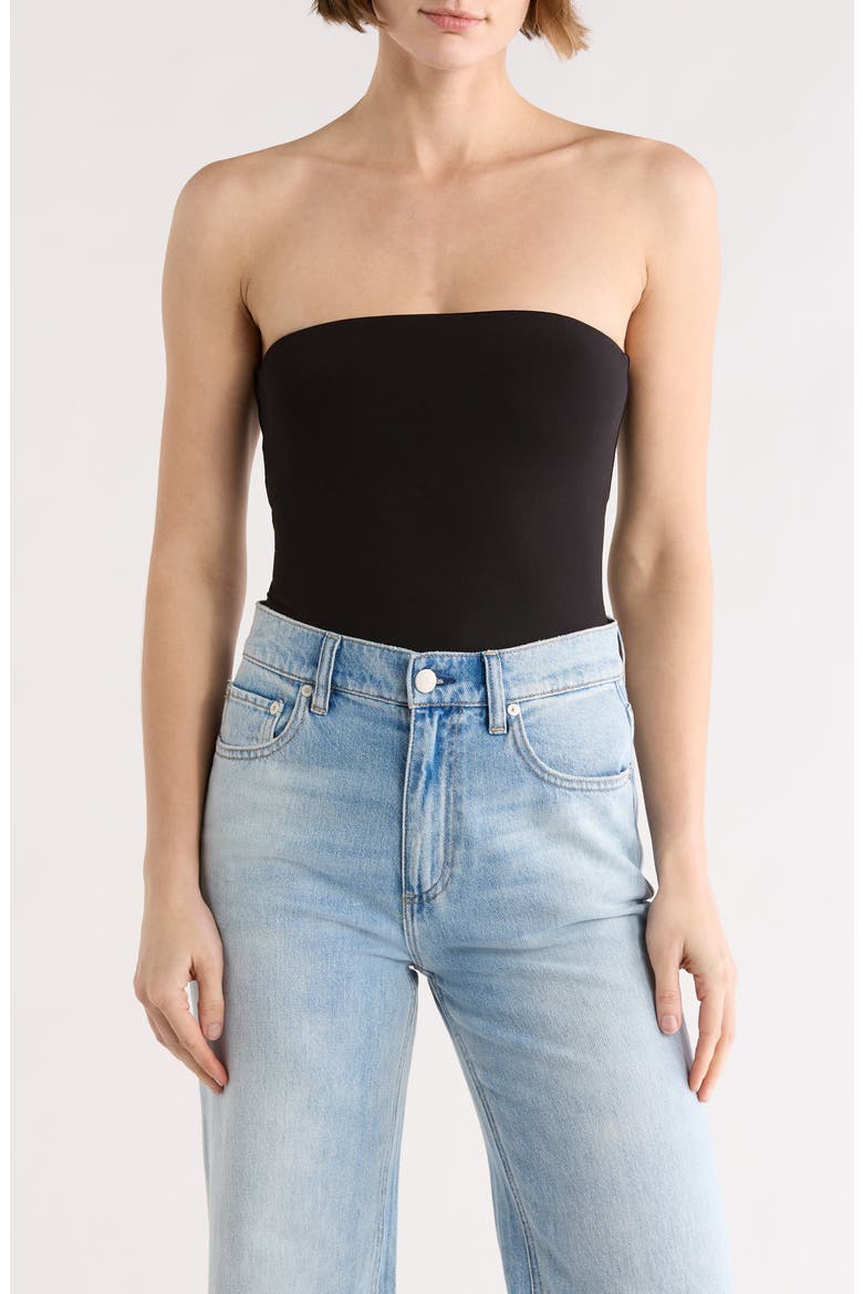 Bandeau Strapless Bodysuit, Main, color, BLACK