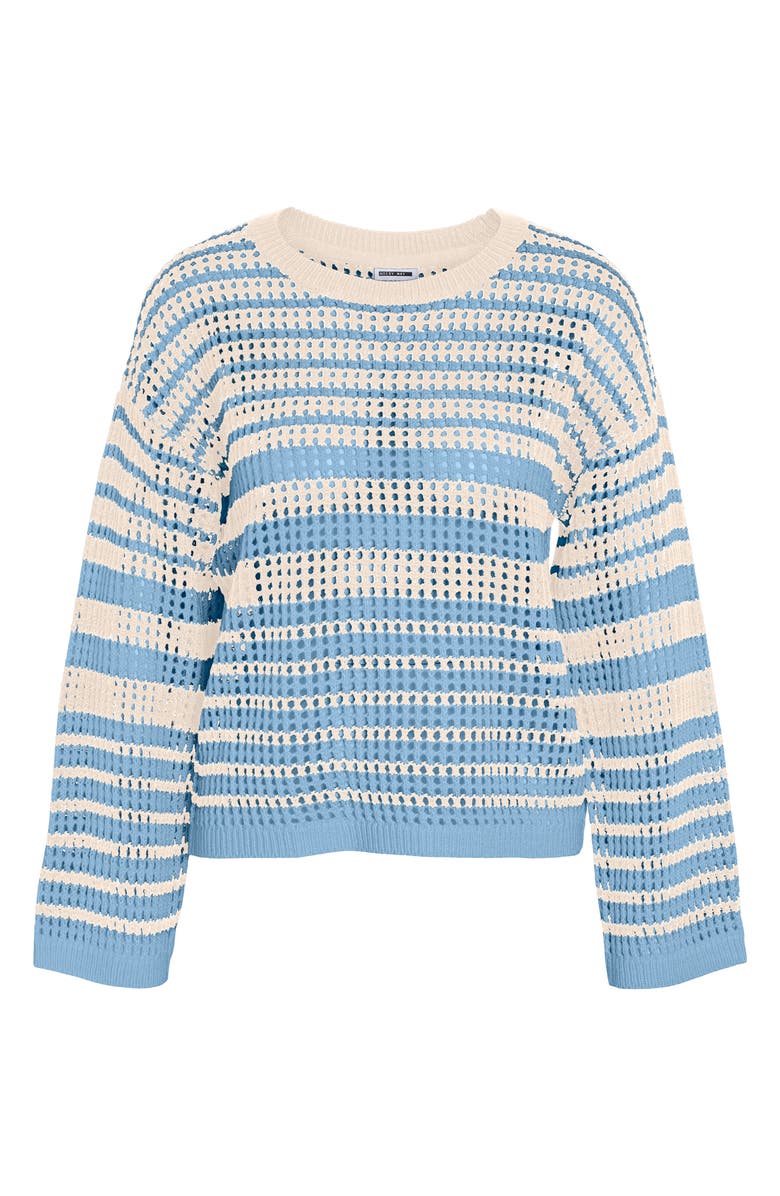 Noisy may Jola Open Knit Sweater, Alternate, color, Sky Blue Stripes Bir