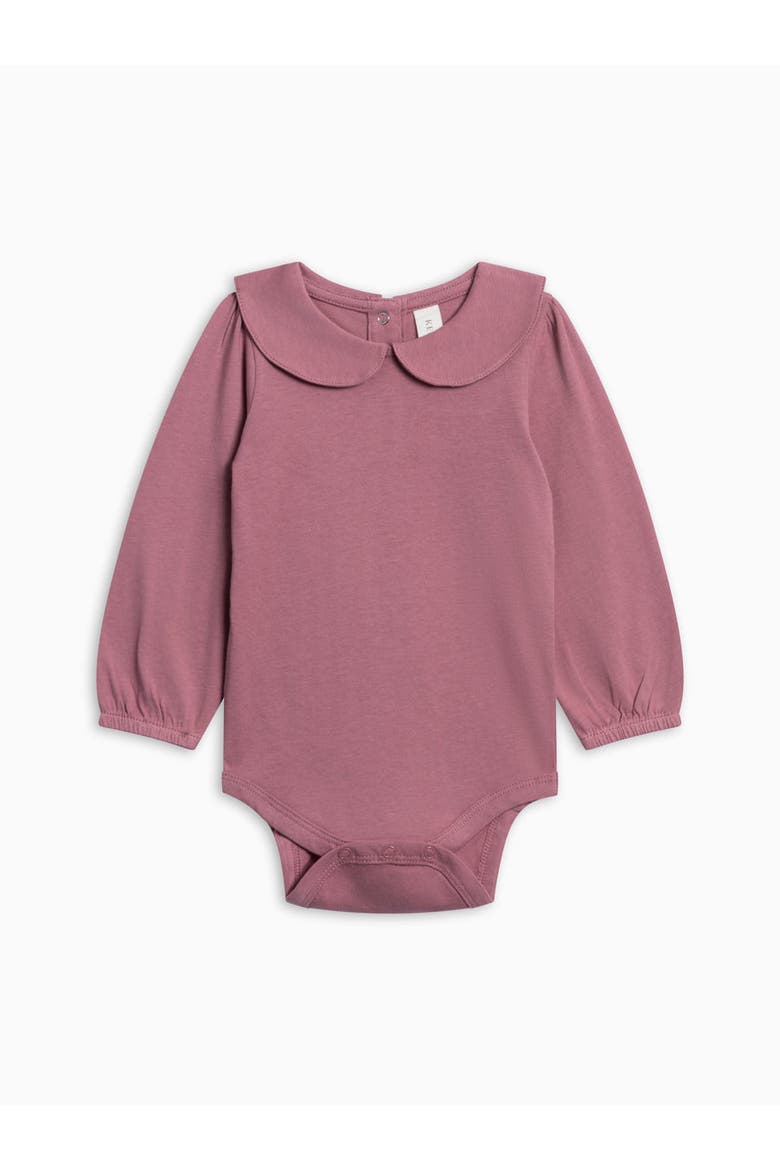 Organic Peggy Peter Pan Collared Bodysuit, Alternate, color, Bloom