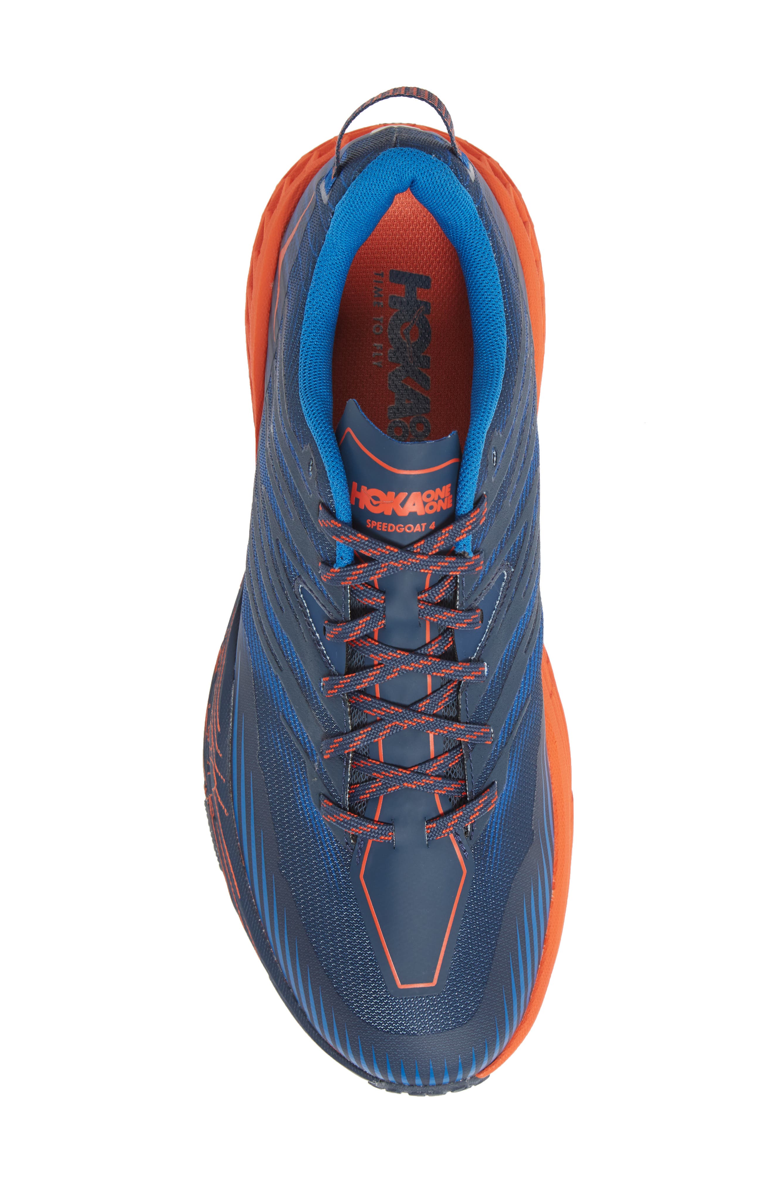 Speedgoat 4 Trail Running Shoe, Alternate, color, MAJOLICA BLUE/MANDARIN RED