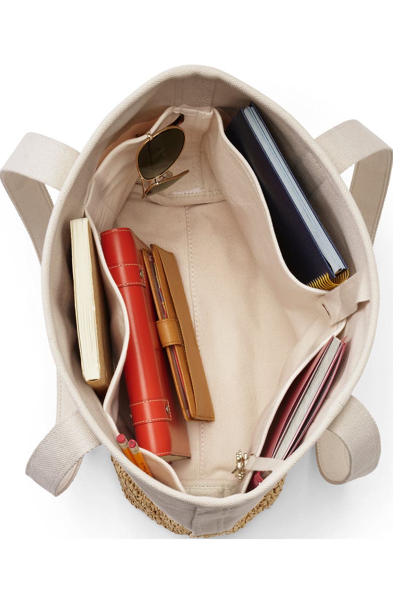 Lands' End Medium Print 5 Pocket Open Top Canvas Tote Bag, Alternate, color,