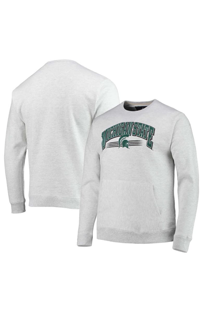 LEAGUE COLLEGIATE WEAR Men's League Collegiate Wear Heathered Gray Michigan State Spartans Upperclassman Pocket Pullover Sweatshirt, Main, color, 