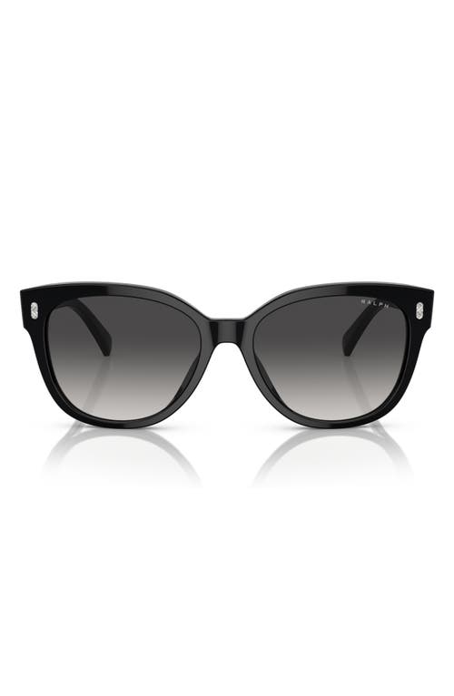 Ralph Ra5305u 56mm Gradient Cat Eye Sunglasses In Shiny Black/gradient Grey