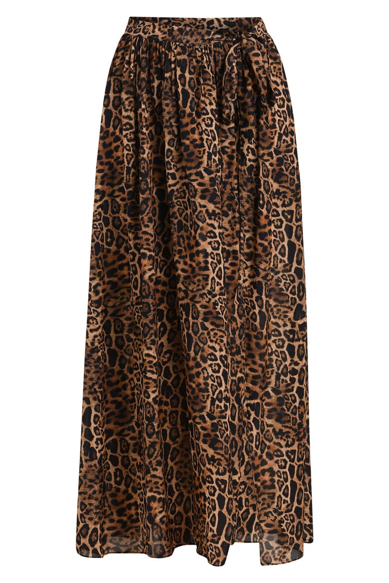 Klaire Leopard Maxi Skirt Cover-Up, Alternate, color, NATURAL
