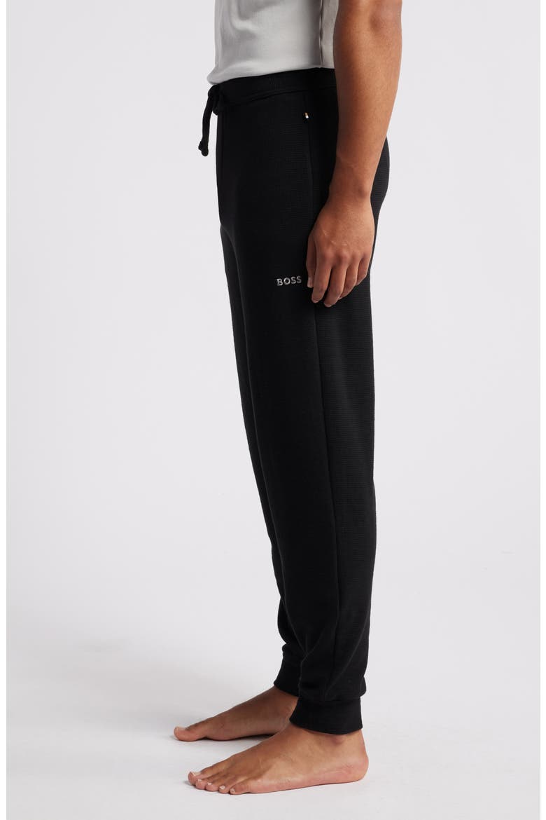 Waffle Cotton Blend Pajama Joggers, Alternate, color, BLACK