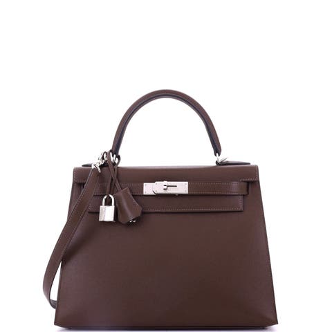 Kelly Handbag Brown Madame with Palladium Hardware 28