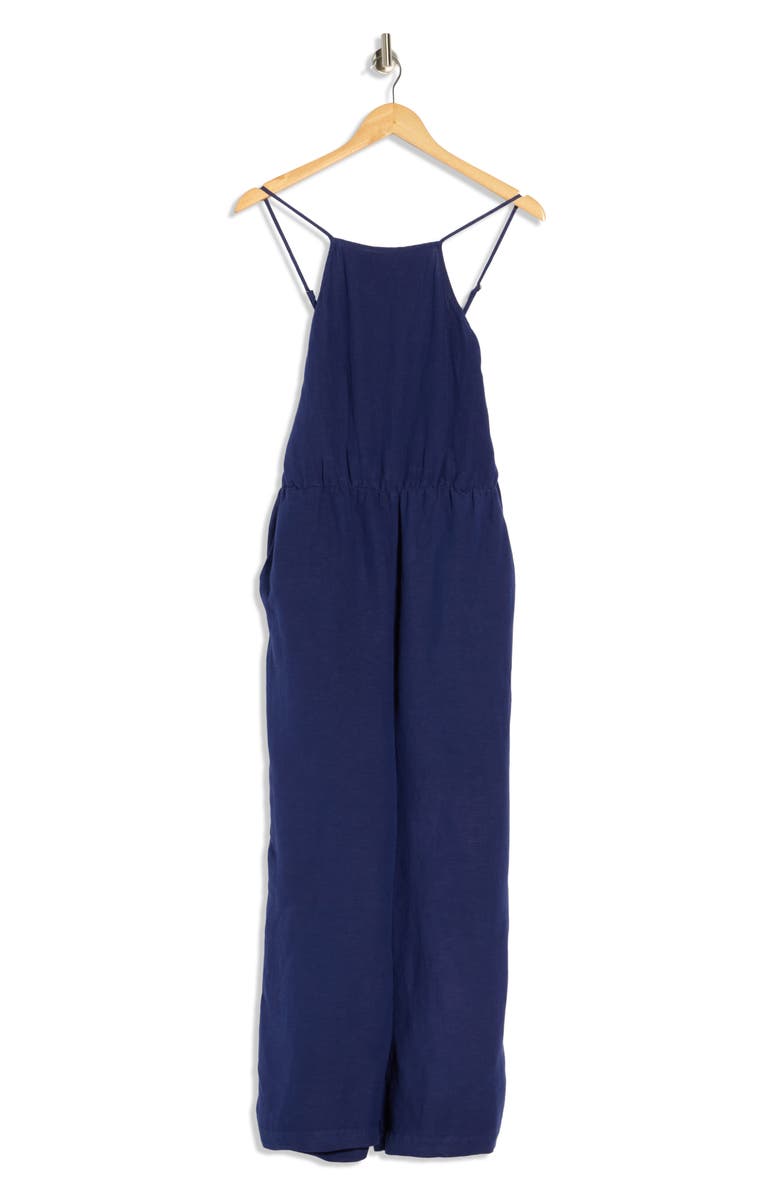 matty m. Linen Blend Straight Leg Jumpsuit, Alternate, color, Navy