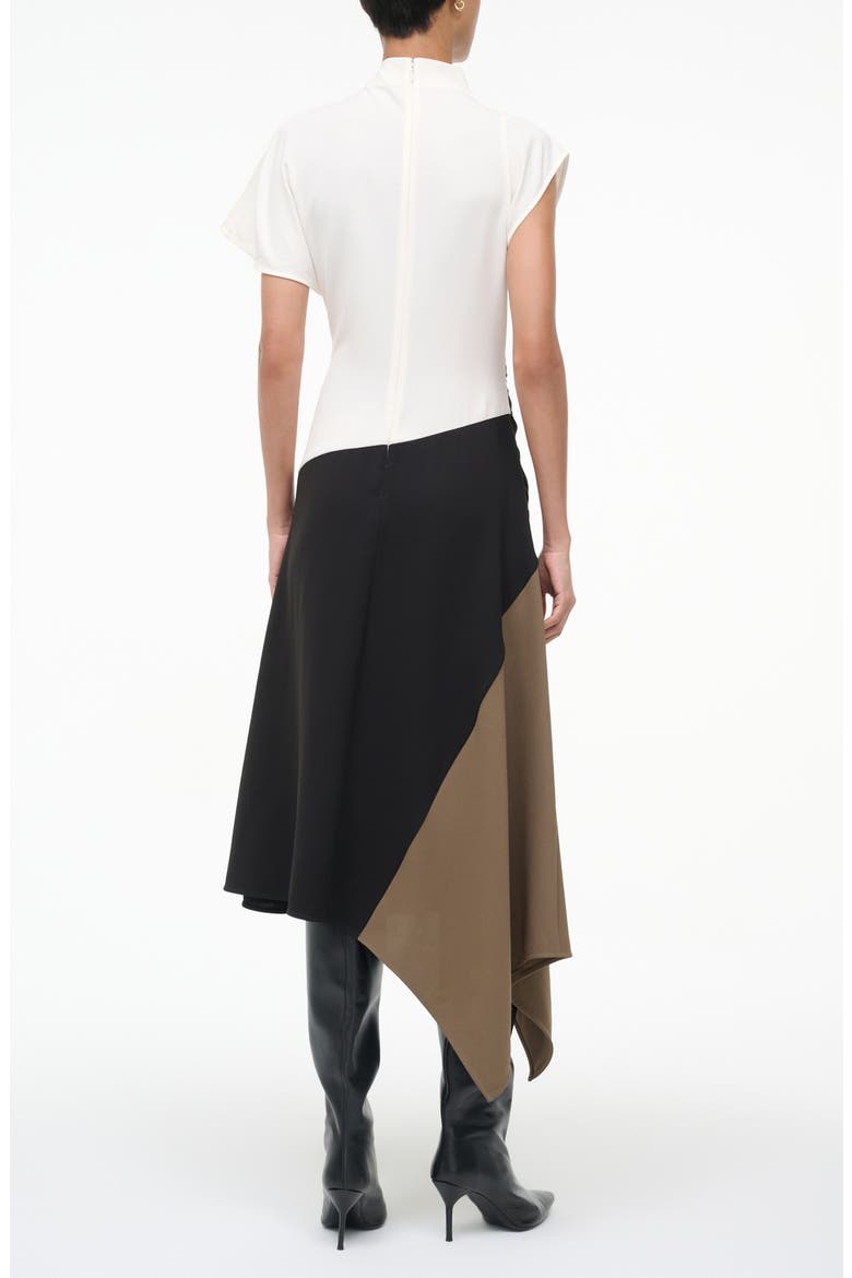 Davina Colorblock Asymmetric Hem Dress, Alternate, color, BLACK MULTI