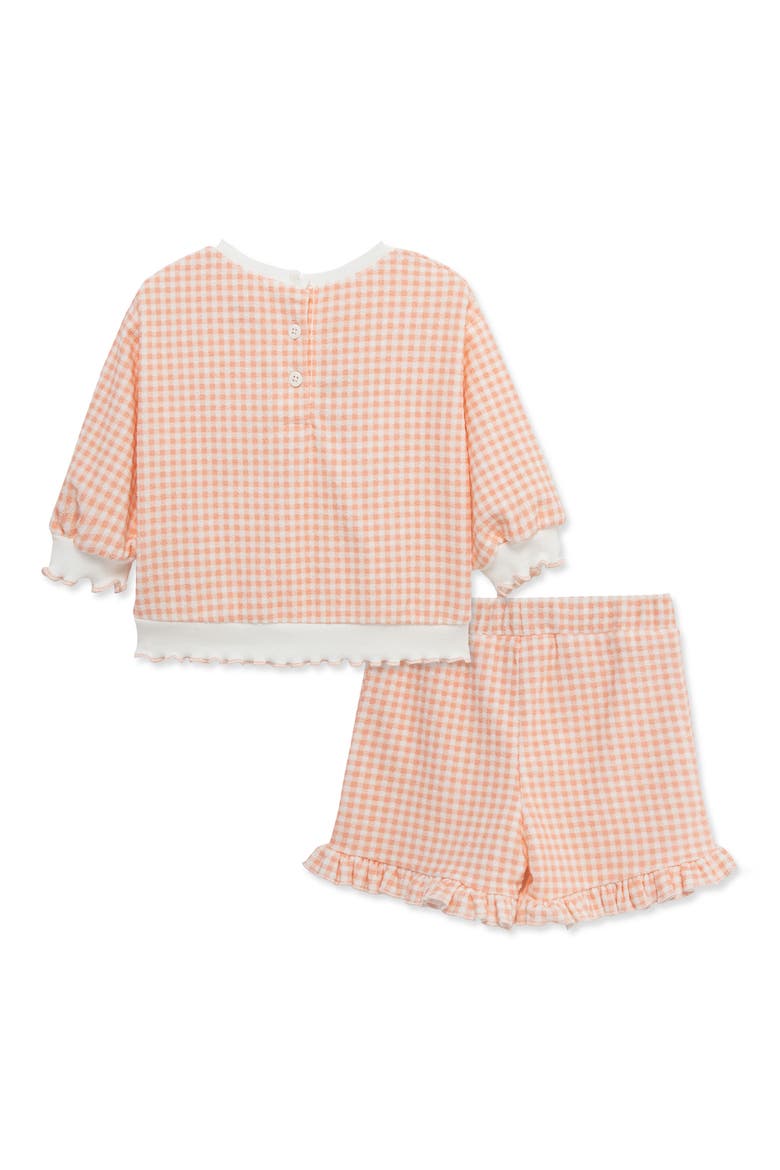 Kids; Cherry Gingham Cotton Blend Top & Shorts Set, Alternate, color, PINK