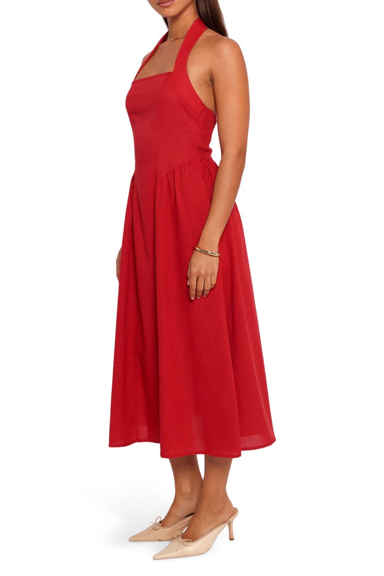 Ramona Linen Halter Midi Dress, Alternate, color, RED