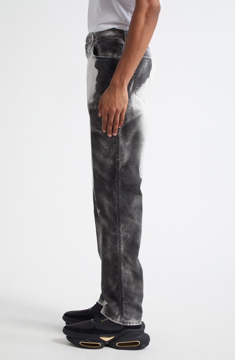 Balmain Moon Print Straight Leg Jeans, Alternate, color, White/ Black