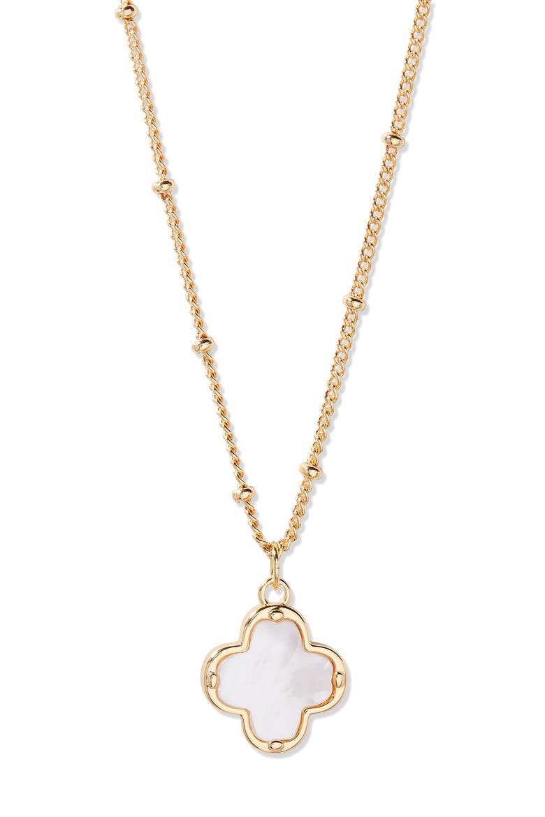 Chatham Clover Mother-of-Pearl Pendant Necklace, Main, color, GOLD