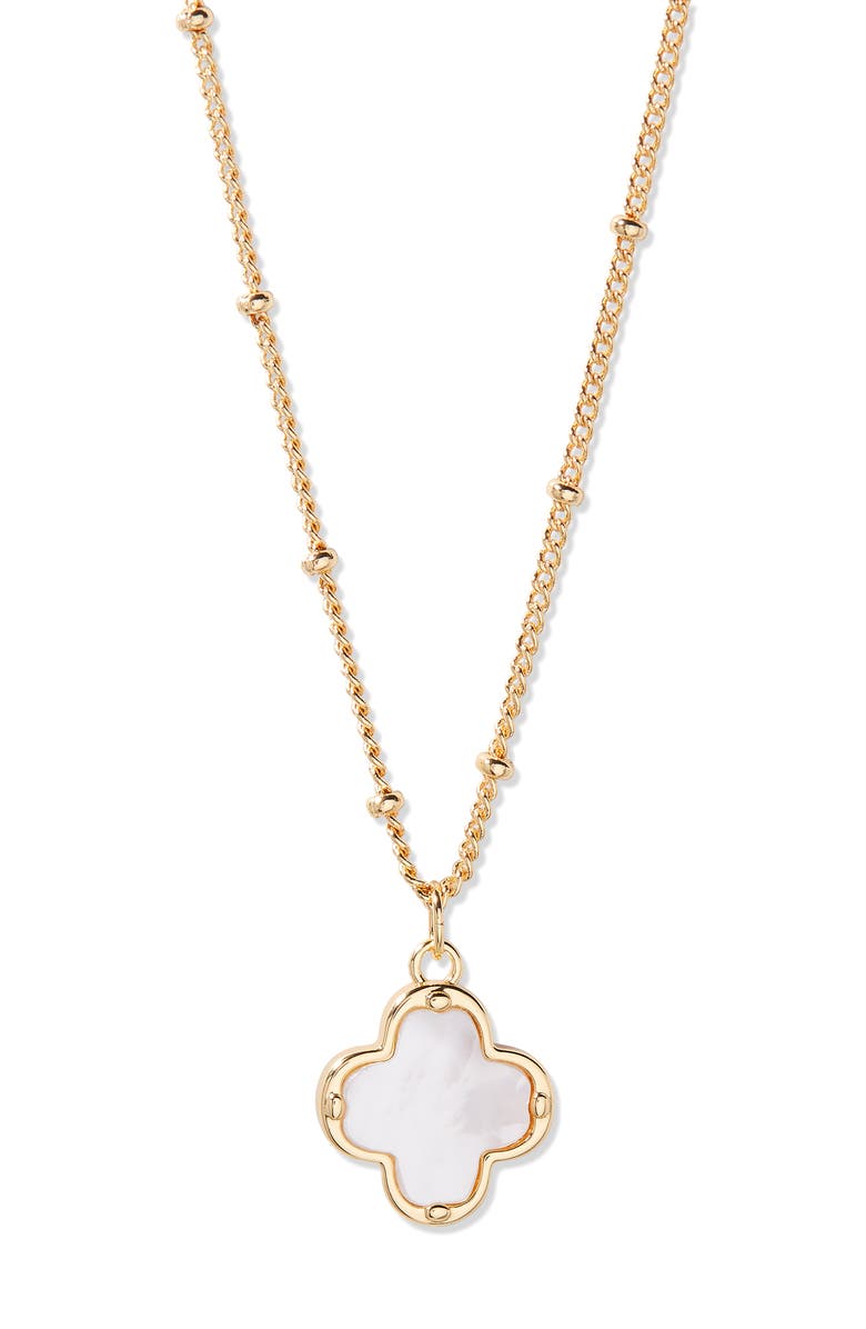 Brook and York Chatham Clover Mother-of-Pearl Pendant Necklace, Main, color, Gold