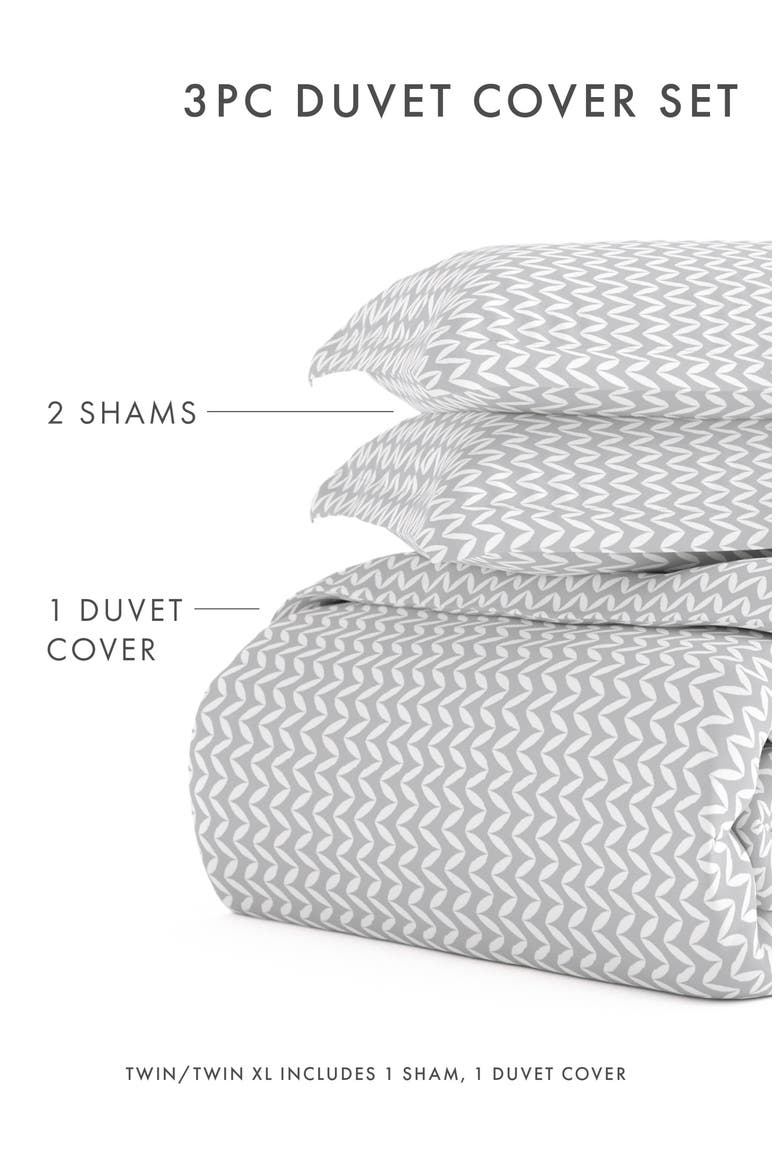 IENJOY HOME Premium Ultra Soft 3-Piece Puffed Chevron Print Duvet Cover Set, Alternate, color, GRAY