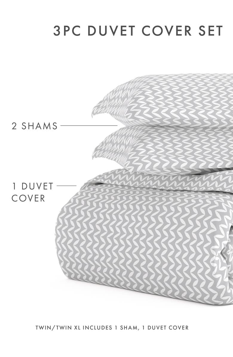 HOMESPUN IENJOY HOME Premium Ultra Soft 3-Piece Puffed Chevron Print Duvet Cover Set, Alternate, color, Light Gray