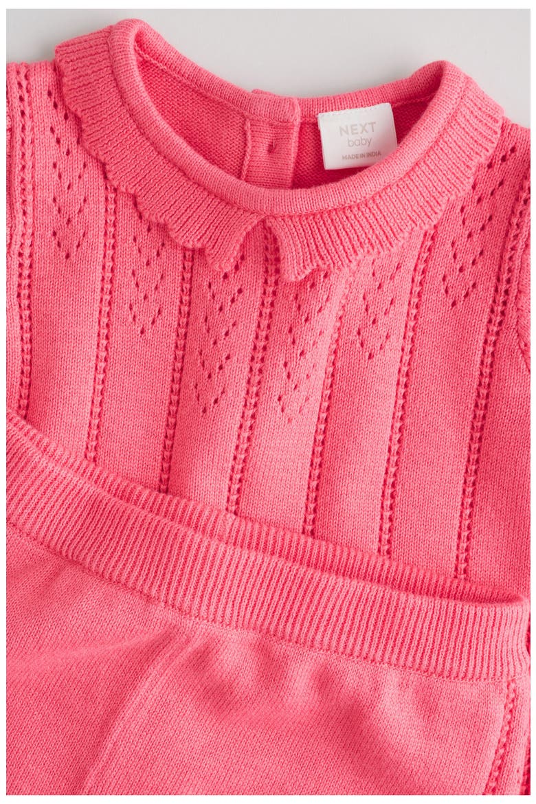 Cotton Pointelle Sweater & Shorts Set, Alternate, color, PINK