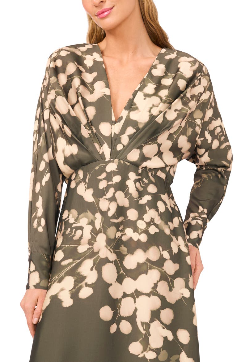 Long Sleeve Satin Evening Gown, Alternate, color, GREEN OLIVE