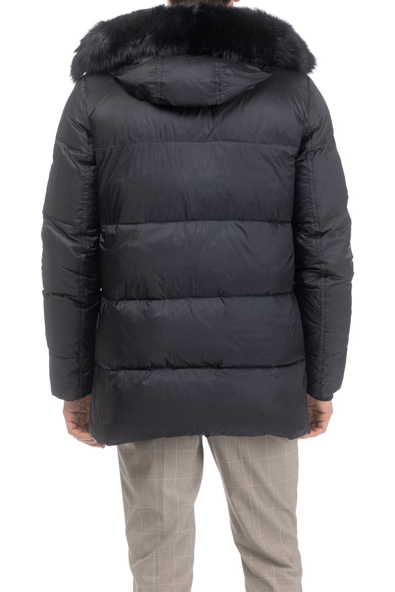 Men's Apres-Ski Parka, Detachable Toscana Lamb Hood Trim, Alternate, color, Black/Black