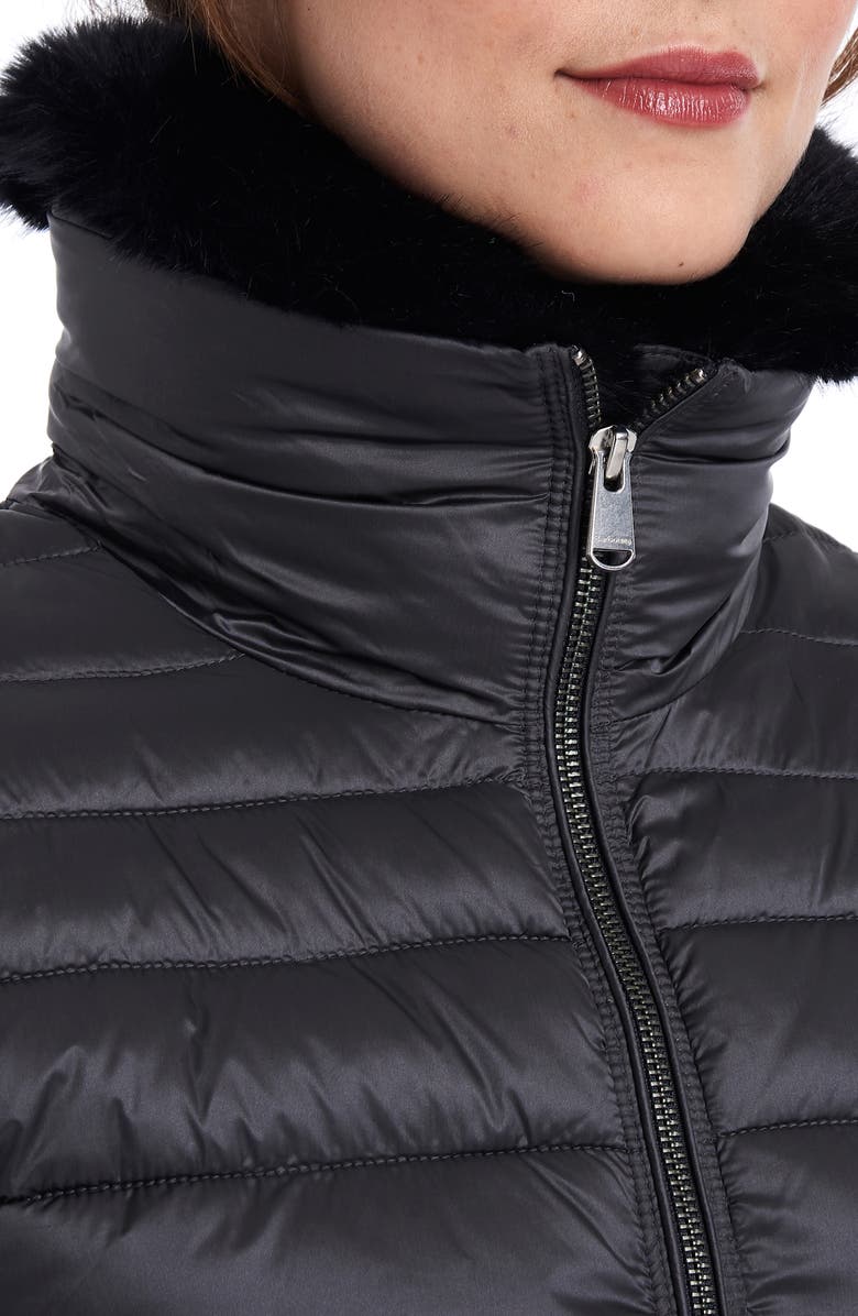 Barbour Shannon Mix Quilted Puffer Coat with Faux Fur Collar, Alternate, color, 