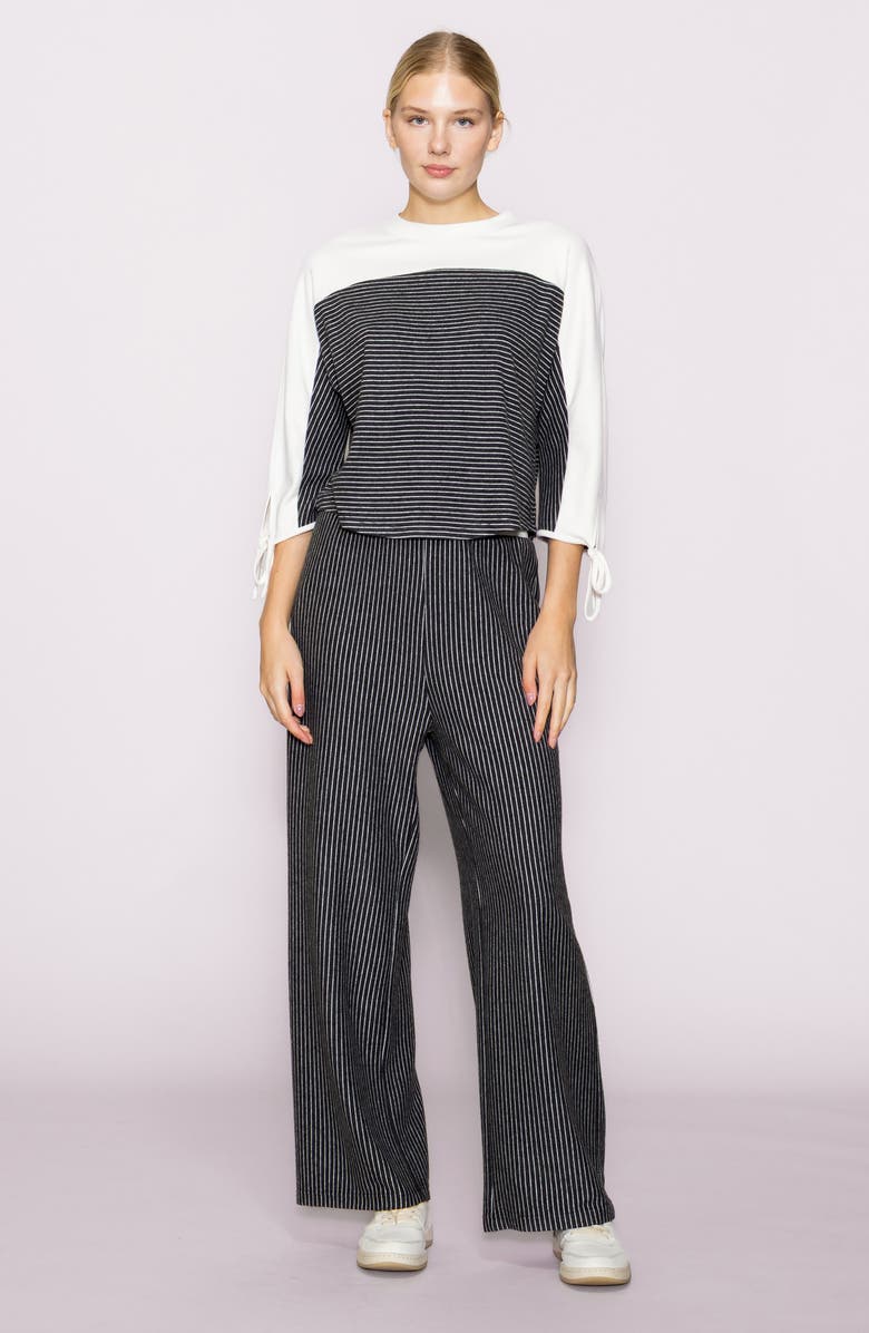 MELLODAY Stripe Knit Top, Alternate, color, Dark Grey/ Ivory