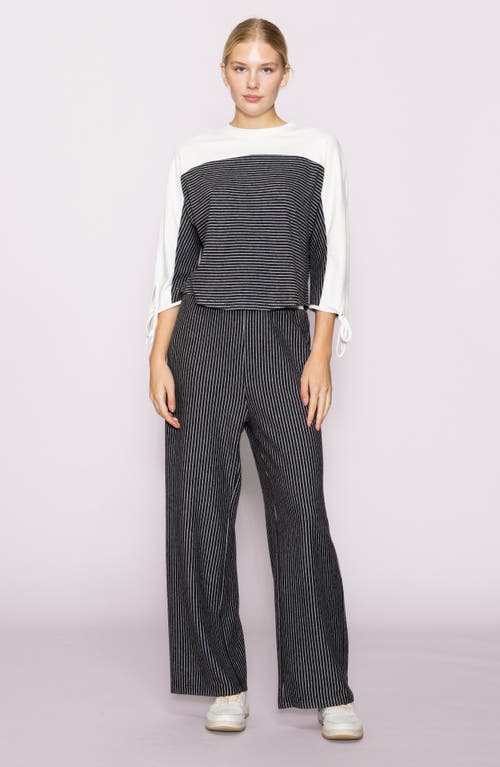 Melloday Stripe Knit Top In Black