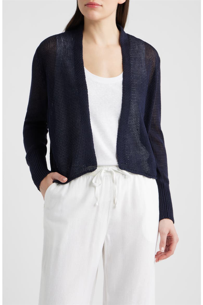 Open Front Organic Cotton Cardigan, Main, color, INK