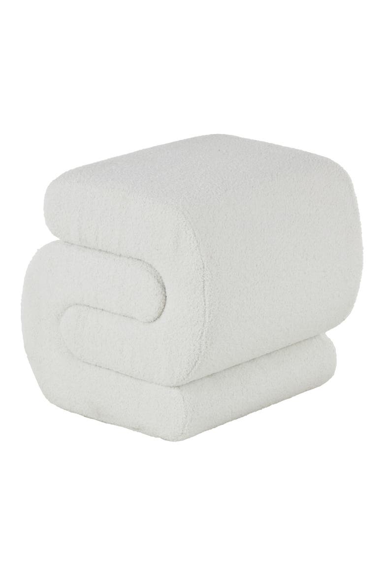 Sculptural Bouclé Ottoman, Alternate, color, WHITE