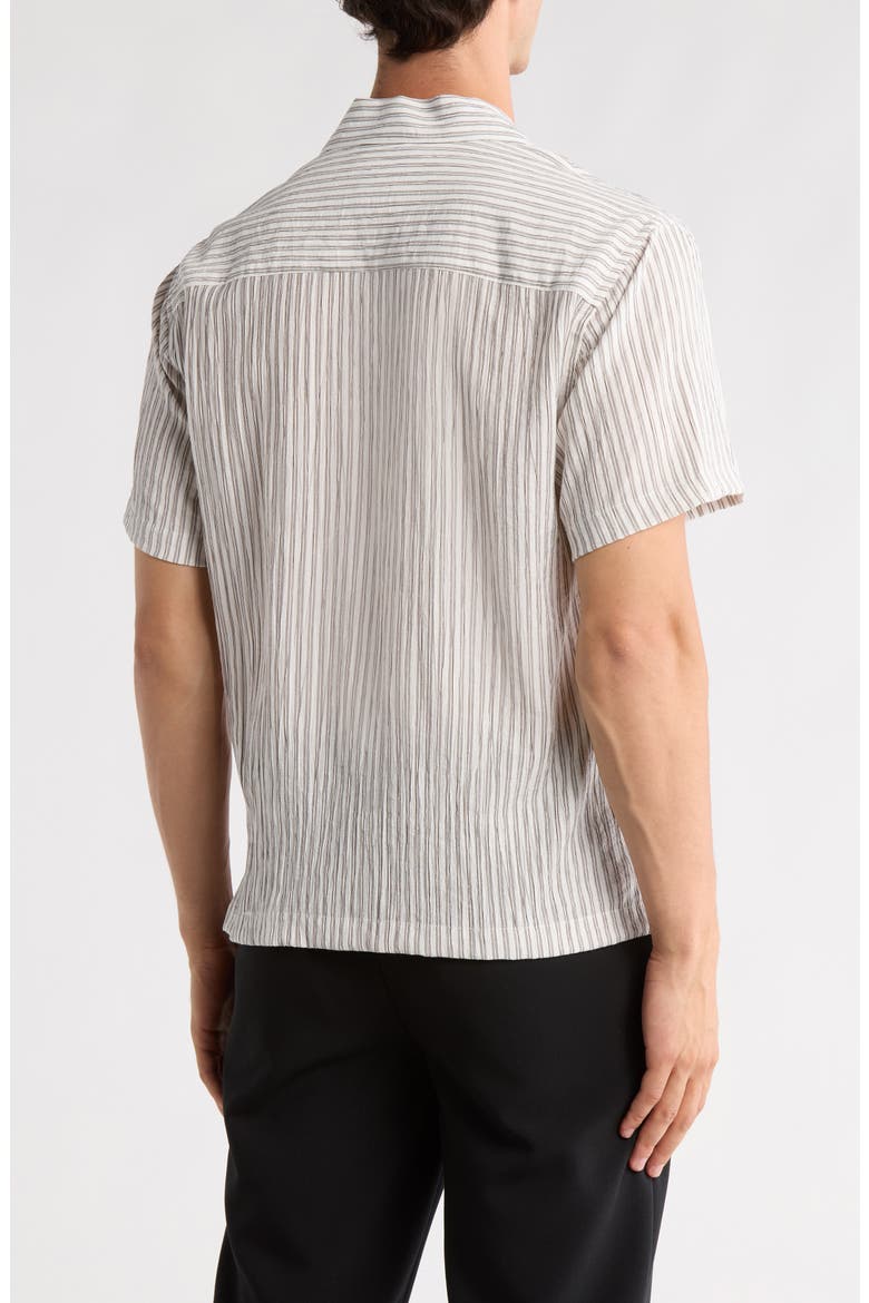 Stripe Print Relaxed Fit Camp Shirt, Alternate, color, OFF WHITE