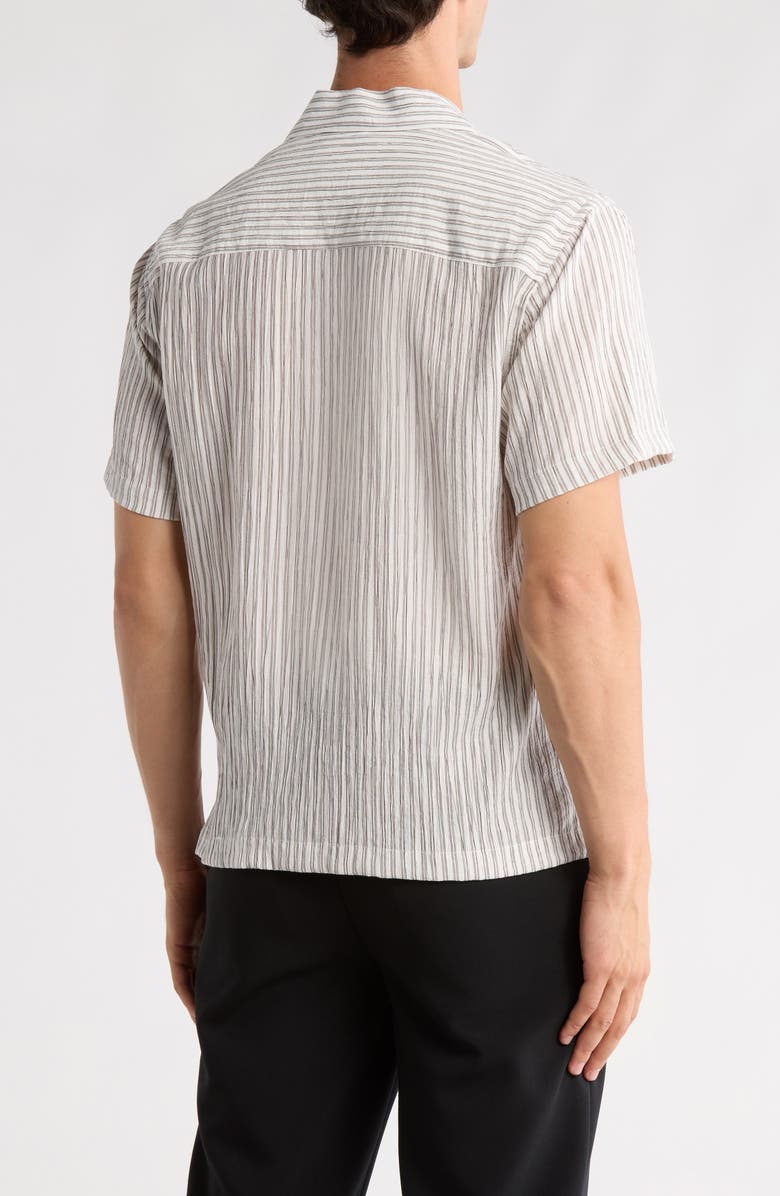 DENIM AND FLOWER Stripe Print Relaxed Fit Camp Shirt, Alternate, color, Off White