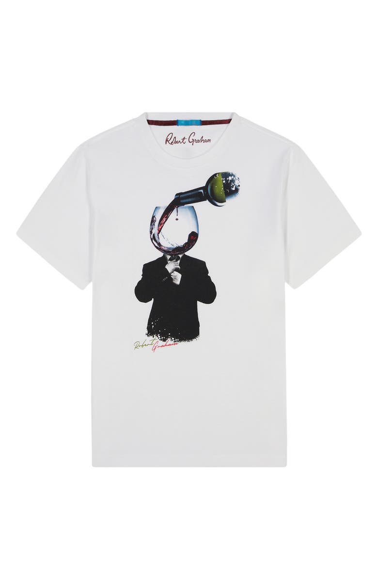 Robert Graham Wine Man Cotton Graphic T-Shirt, Alternate, color, White