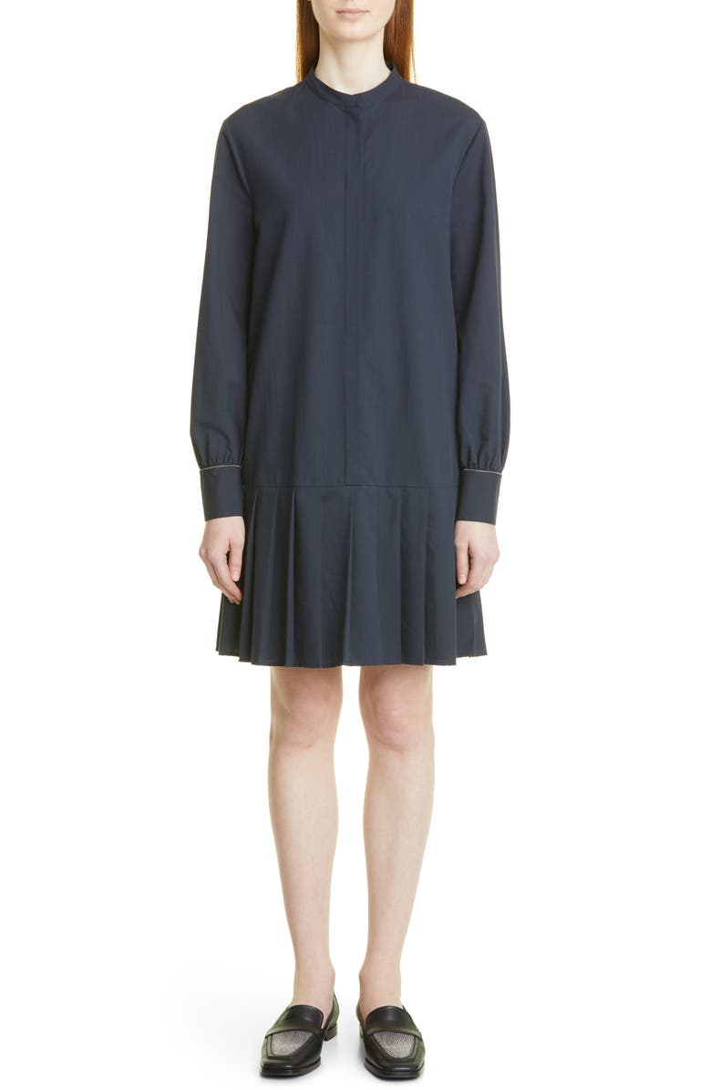 Fabiana Filippi Beaded Cuff Drop Waist Long Sleeve Dress, Main, color,