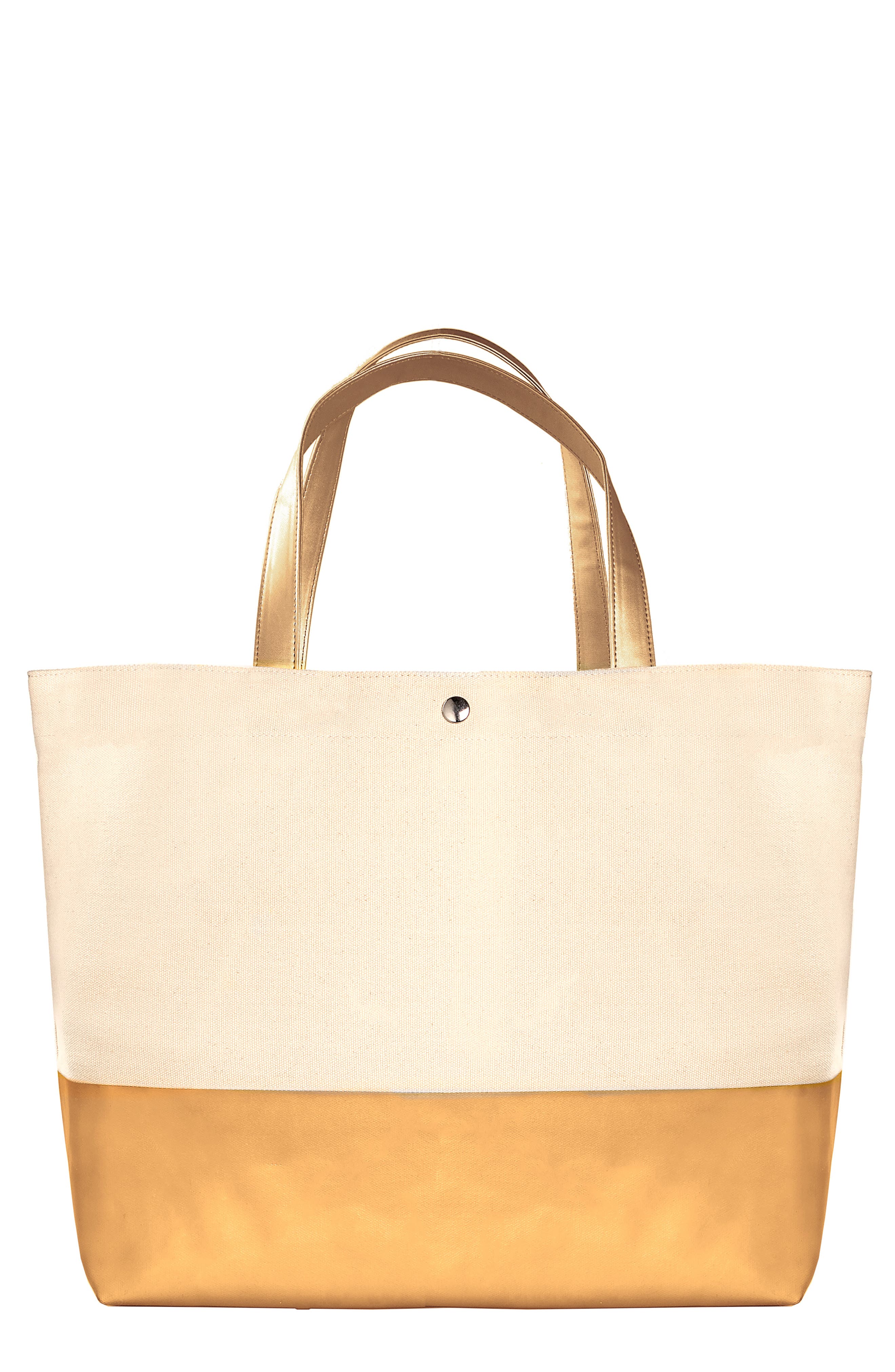 Monogram Canvas Tote, Main, color, GOLD