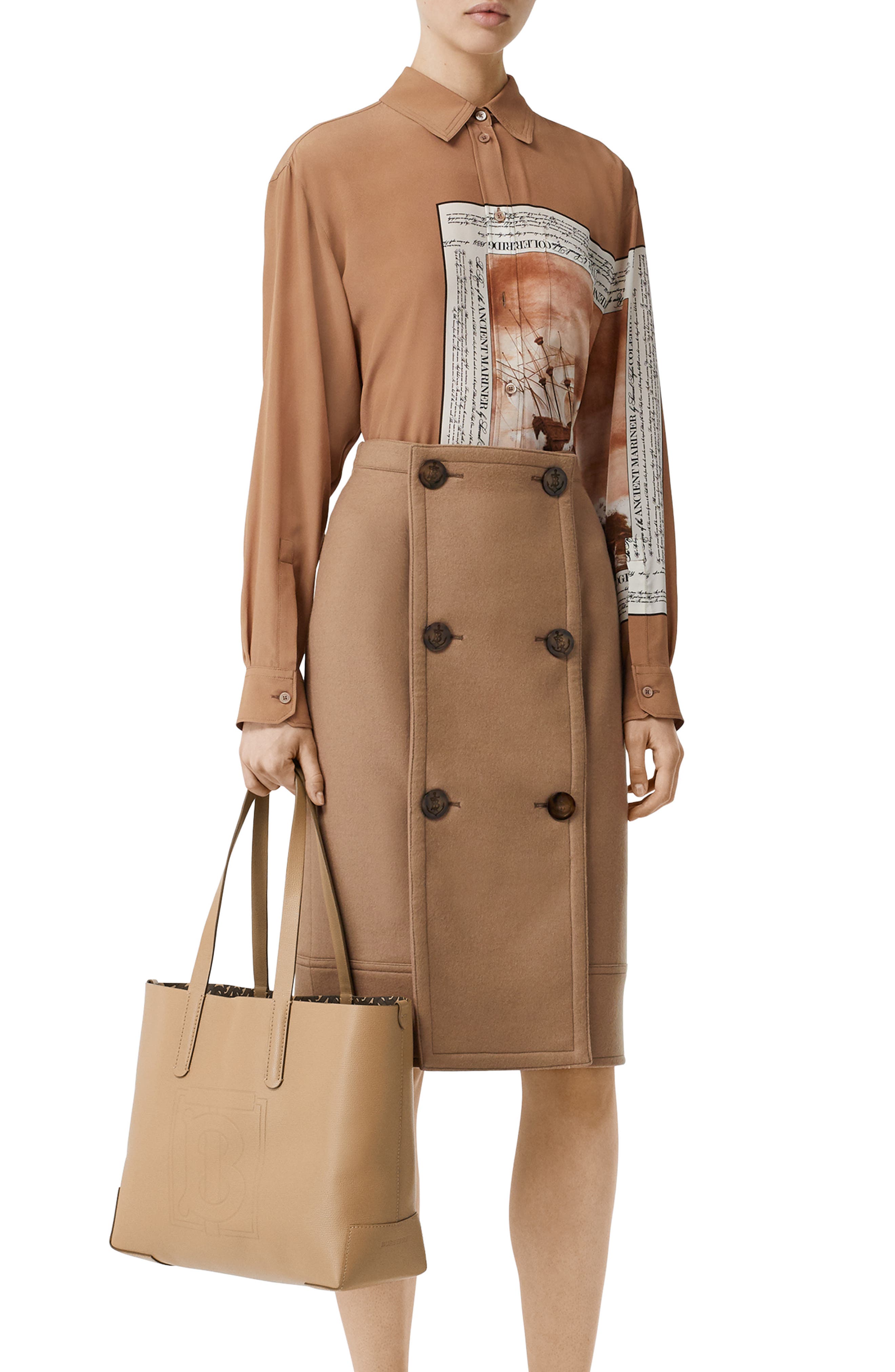 Burberry Embossed Monogram Leather Tote, Alternate, color, 